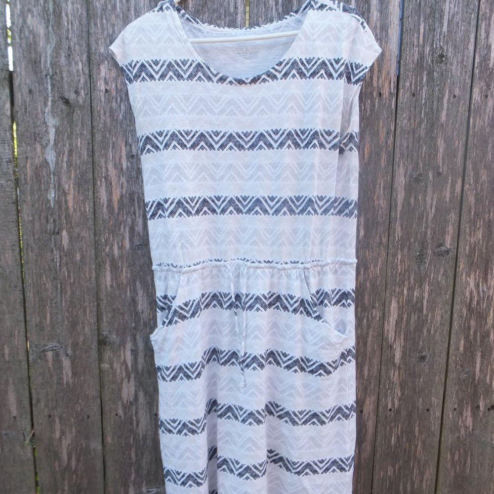 Sonoma T-Shirt Dress | Size Large | Black & White | Casual Dress